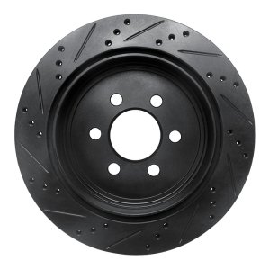 Dodge Durango Brake Rotor (1) - Rear Right - R1 Concepts - Drilled & Slotted - Black - 2003